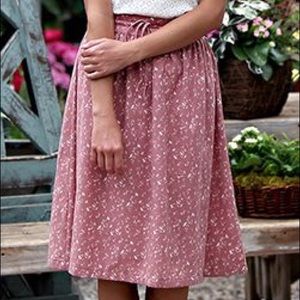 Mikarose Midi Pink Floral Skirt Size S